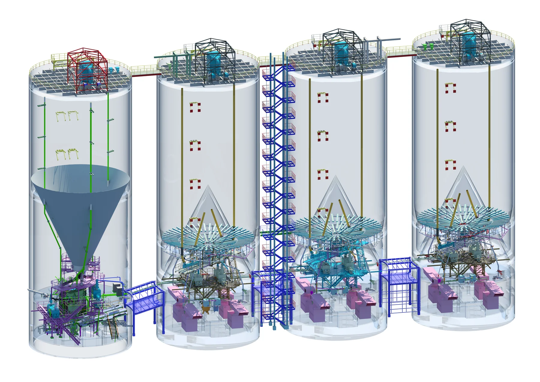 A Tufanbeyli hamusiló-rendszer AutoCAD Plant 3D modellje